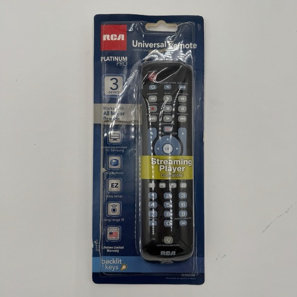 RCA Platinum Pro RCRN03BE Streaming Media 3 Device Universal Remote Backlighting - Picture 1 of 16